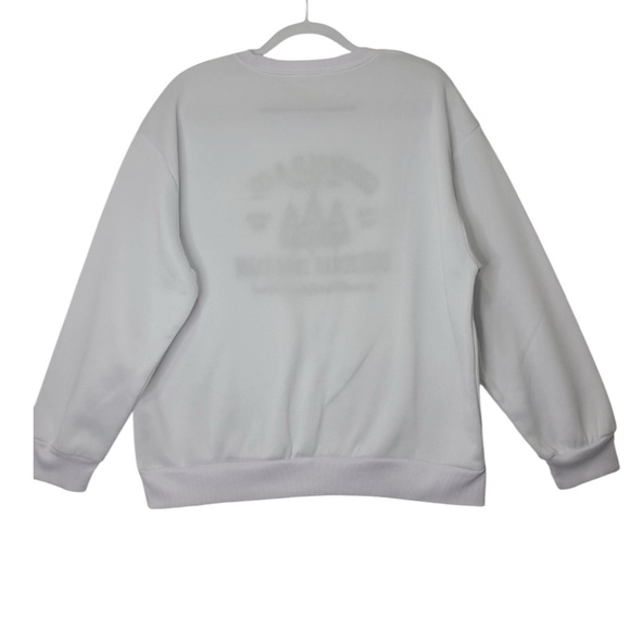 SHEIN 🌲CHRISTMAS🌲TREE FARM WHITE CREW NECK SWEATSHIRT SZ MED EUC - Picture 3 of 11